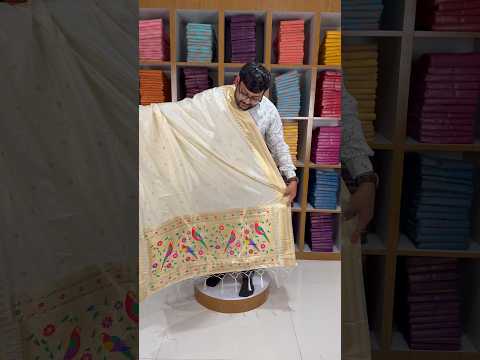 Pure Zari Temple Parrot Paithani Dupatta