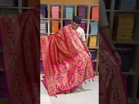Banarsai Peacock & Parrot Weaving Paithani Saree