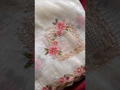 Pure Paper Silk Crush Embroidery & Swarovski Work Saree