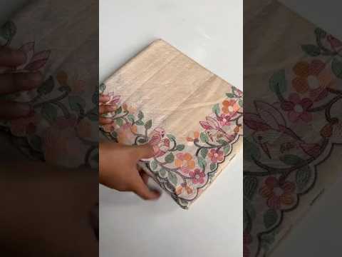 Pure Tussar Silk Saree – Floral & Bird Embroidery
