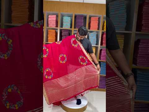 Viscose Georgette Embroidery Crown Thread Work Saree