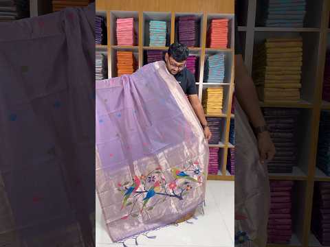 Pure Muga Cotton Parrot Paithani Saree