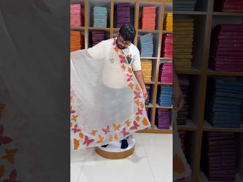 Butterfly Design Satin Georgette Appliqué Border Saree