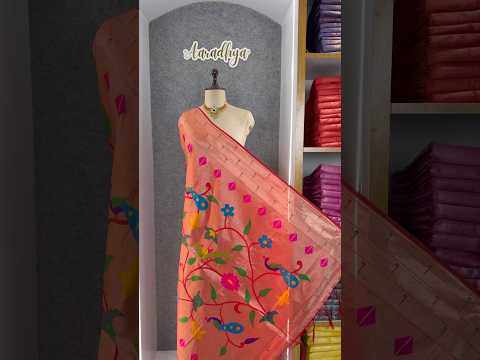 Paithani Jacquard Dupatta with Peacock (Mor) & Floral Weaving