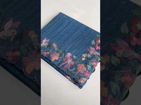 Pure Tussar Silk Saree – Floral & Bird Embroidery