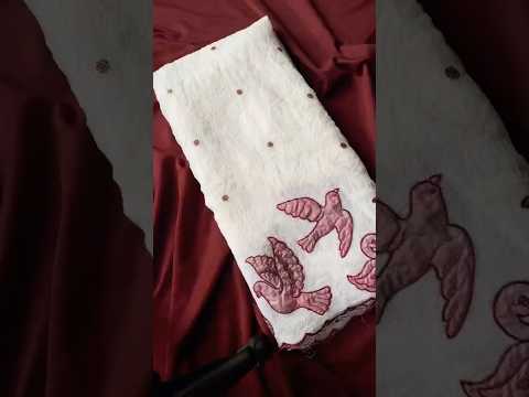 Pure Crushed Applique Panel Cut Work Border Saree