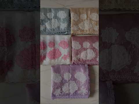 Pure Oris Silk Lotus Embroidered Applique Cutwork Border Saree