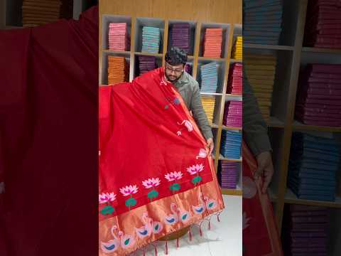 Most Trending Swan Lotus Khadi Raw SIlk Paithani Saree