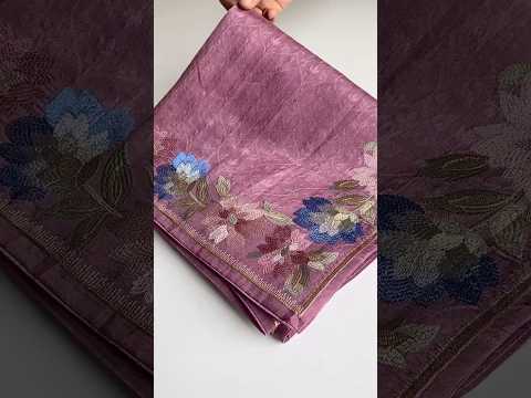 Tussar Silk Embroidery Floral Pattern Saree