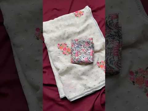 Premium German Chiffon Embroidery Saree