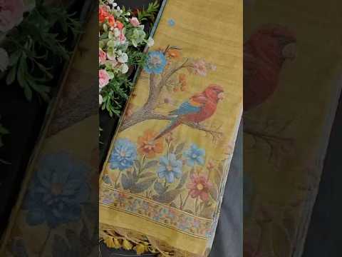 Ghicha Cotton Bird & Flower Design Saree