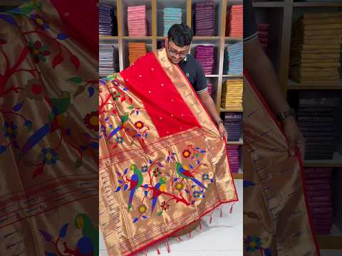 Kanchivaram Paithani Silk Big Parrot Zari Border Saree