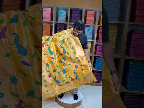 Paithani Jacquard Dupatta with Peacock (Mor) & Floral Weaving