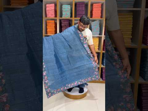 Pure Tussar Silk Saree – Floral & Bird Embroidery