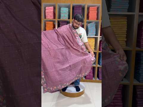 Pure Tussar Silk Saree – Floral & Bird Embroidery