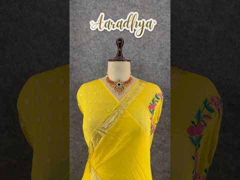 Viscose Georgette Embroidery Crown Thread Work Saree