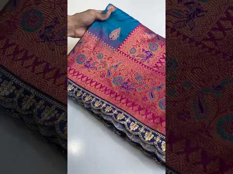 Paithani Silk Peacock Motif Banarasi Saree with Lace