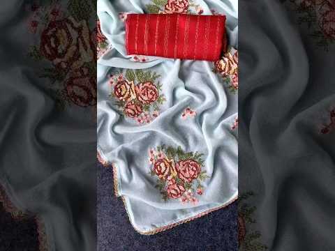 Soft Satin Kashmiri Style Georgette Embroidery Saree