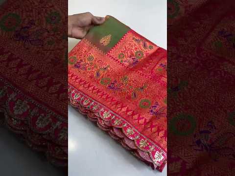 Paithani Silk Peacock Motif Banarasi Saree with Lace