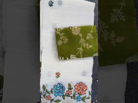 Pure Paper Crush Embroidery Saree