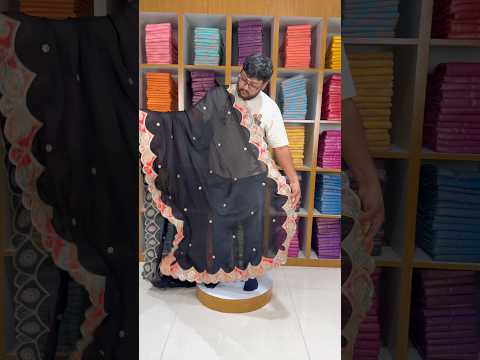 Pure Satin Georgette Appliqué Cutwork Border Saree