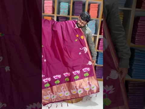 Most Trending Swan Lotus Khadi Raw SIlk Paithani Saree