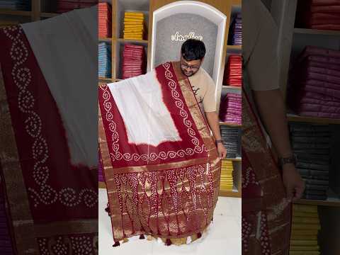 Pure Viscose Dola Silk Tye & Dye Bandhani Saree