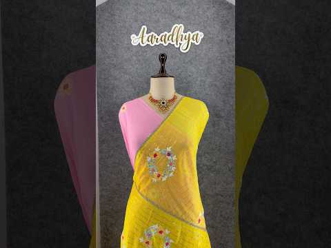 Pure Georgette Chex Embroidered Sequence Thread Work Saree