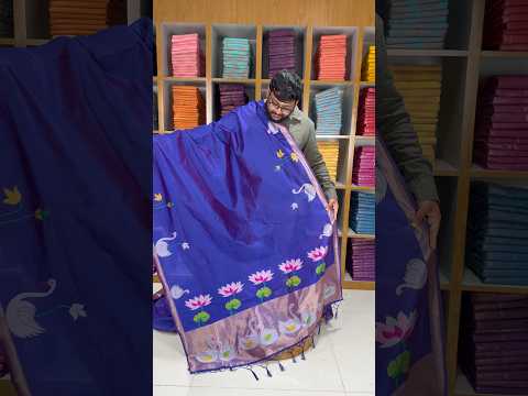 Most Trending Swan Lotus Khadi Raw SIlk Paithani Saree