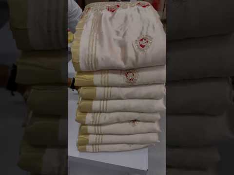 Whie Gaji Silk with Gota Patti Handwork Saree