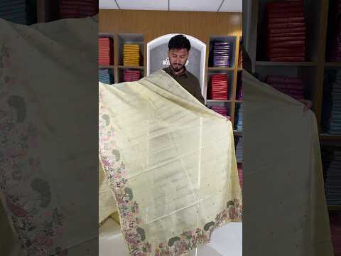 Pure Loom Tussar Silk Embroidery Work Saree