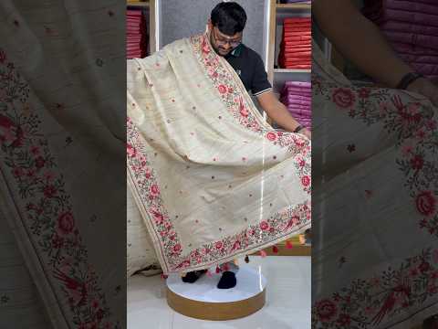 Handloom-Inspired Tussar Silk Embroidery Saree