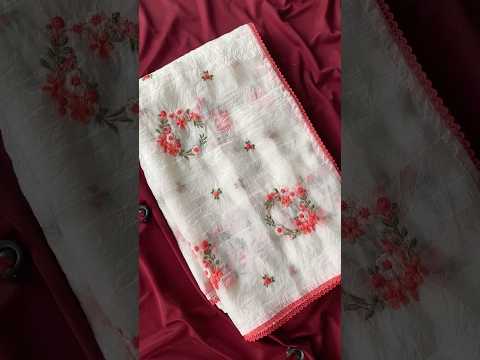 Crush Silk Floral Embroidery Cutwork Saree