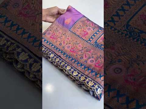 Paithani Silk Peacock Motif Banarasi Saree with Lace