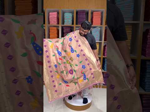 Paithani Jacquard Dupatta with Peacock (Mor) & Floral Weaving