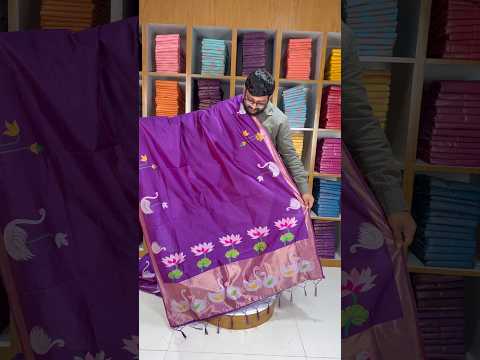 Most Trending Swan Lotus Khadi Raw SIlk Paithani Saree
