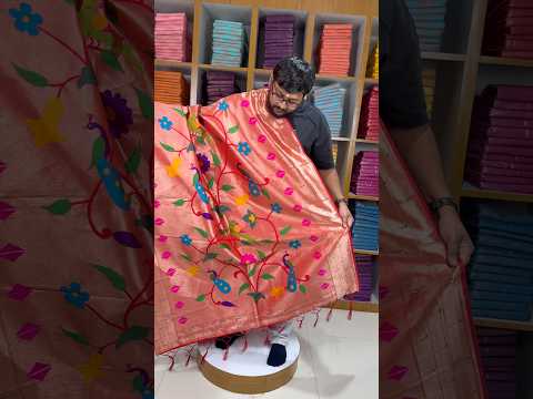 Paithani Jacquard Dupatta with Peacock (Mor) & Floral Weaving