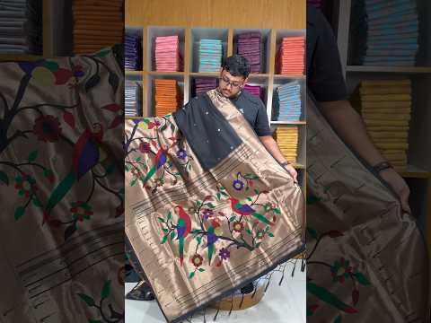 Kanchivaram Paithani Silk Big Parrot Zari Border Saree