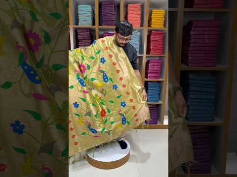 Paithani Jacquard Dupatta with Peacock (Mor) & Floral Weaving