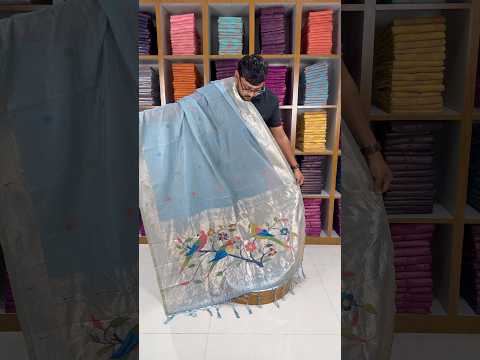 Pure Muga Cotton Parrot Paithani Saree