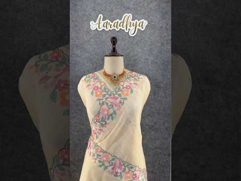 Pure Tussar Silk Saree – Floral & Bird Embroidery