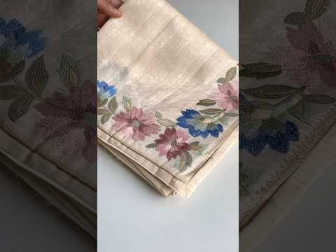 Tussar Silk Embroidery Floral Pattern Saree