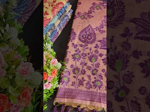 Soft Muga Cotton Floral Jamdani Saree