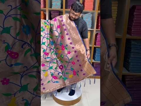 Paithani Jacquard Dupatta with Peacock (Mor) & Floral Weaving