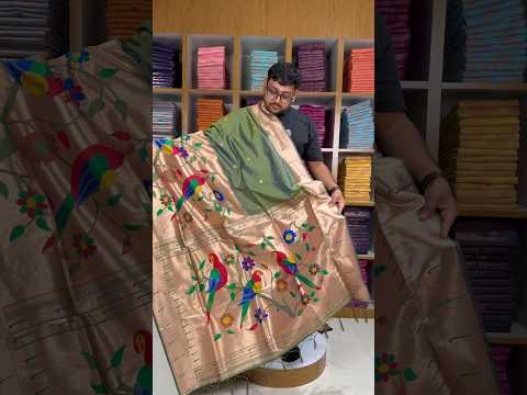 Kanchivaram Paithani Silk Big Parrot Zari Border Saree
