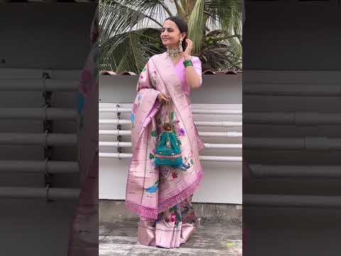 Blush Pink Multicolor Floral Motifs Paithani Silk Saree