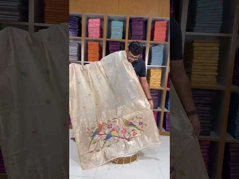 Pure Muga Cotton Parrot Paithani Saree