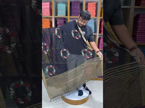 Viscose Georgette Embroidery Crown Thread Work Saree