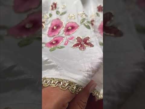 Pure Crushed Embroidery Work Designer Saree