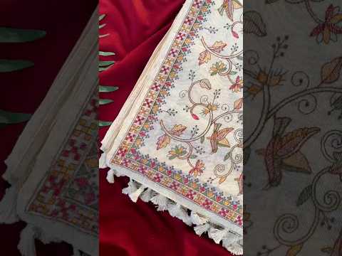 Pure Loom Tussar Designer Embroidery Saree